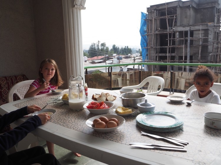 Breakfast on our balcony