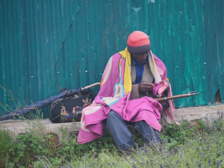 Our scout, fully kitted out with brolly, rifle and Barcelona FC bag!