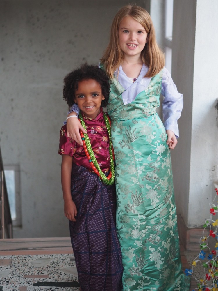 Karmas daughters dress Jemima and Millie up for Divali