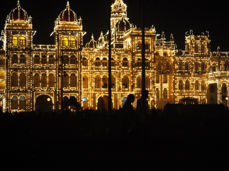 Thousands of light bulbs illuminate this beautifully ornate palace