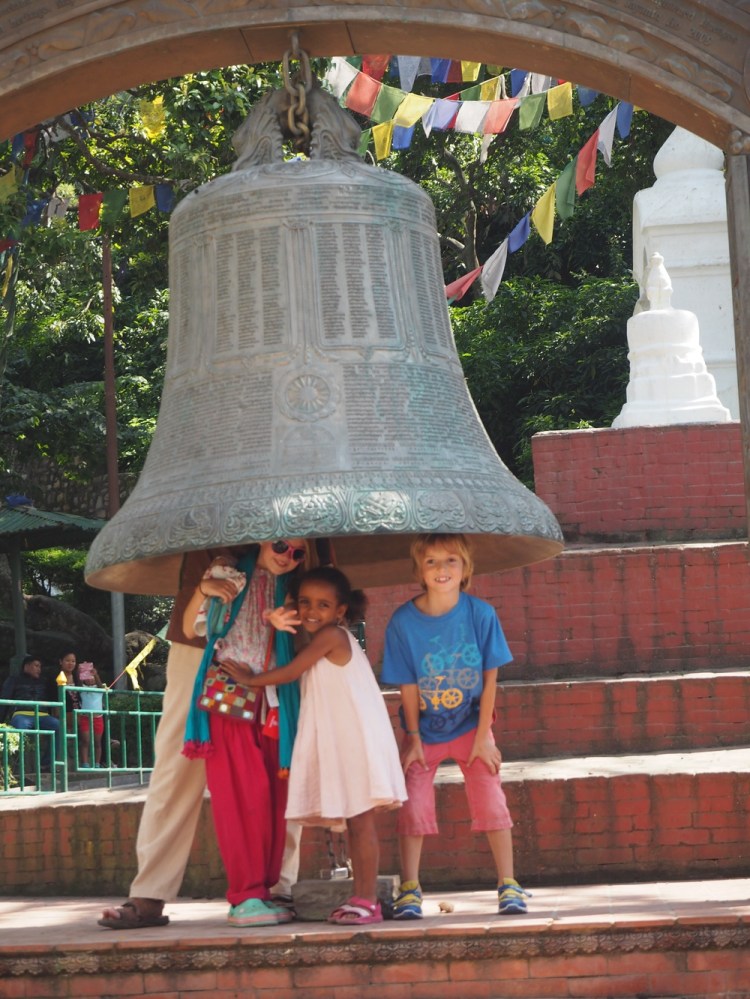 All of us inside the prayer bell