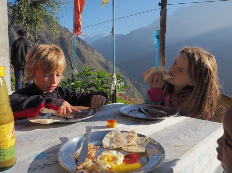 Tucking into breakfast ....