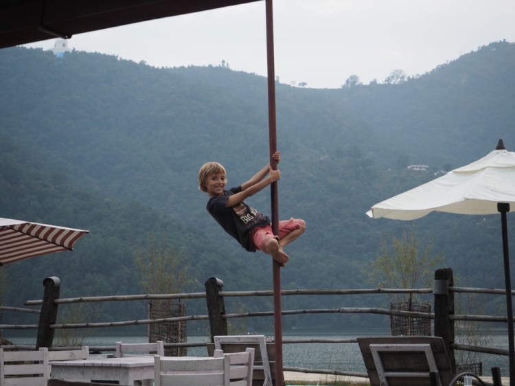 Gabriel looking for coconuts!