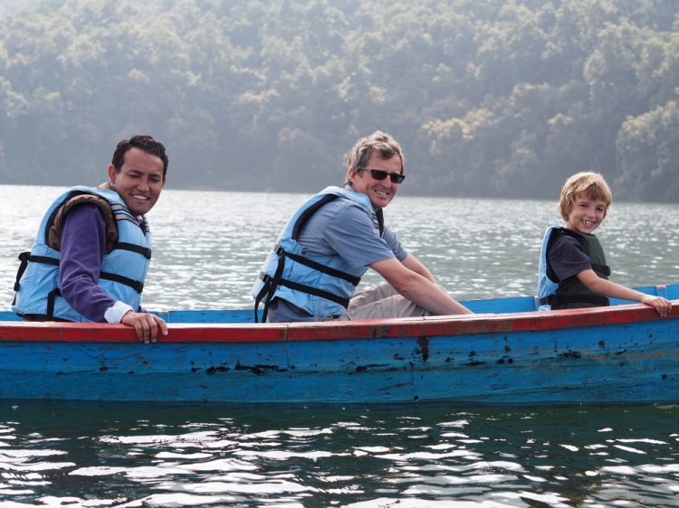 It was boys vs. girls in the boat race across the lake. I don't need to tell you who won!