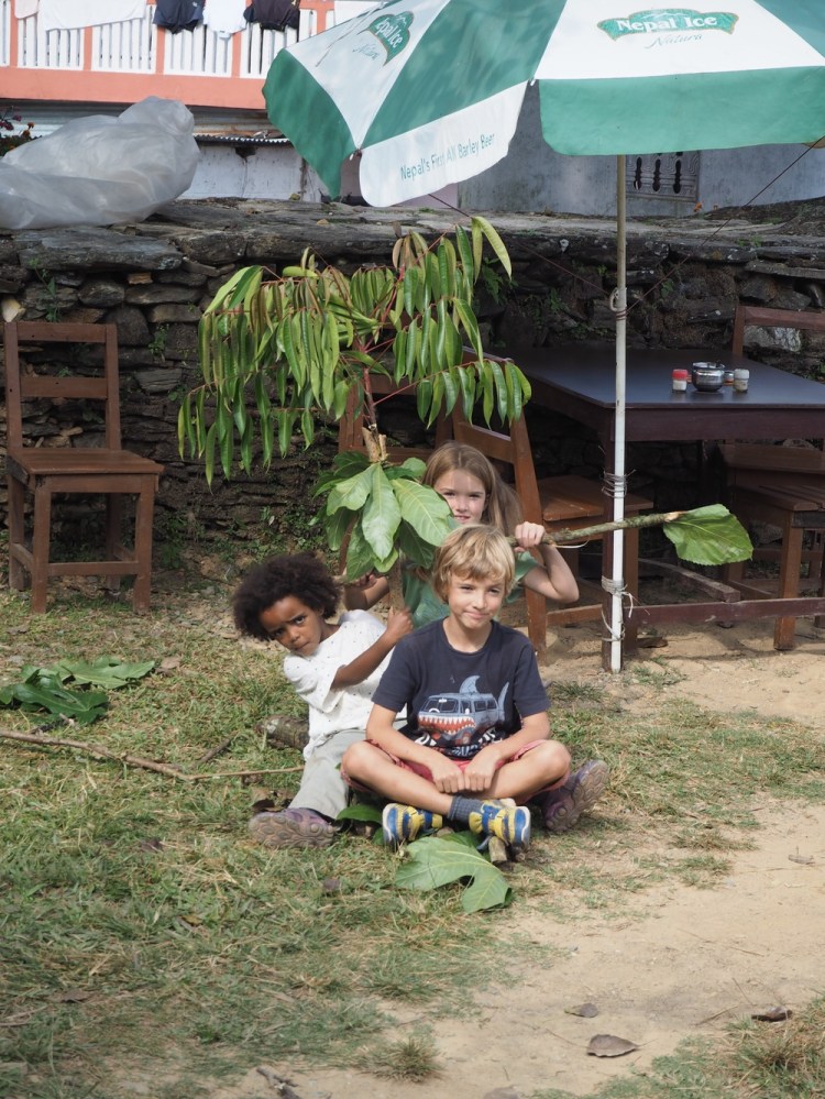 Gabriel had an idea of making a boat out of leaves and I agreed to play with him until I realised that there were bugs everywhere!