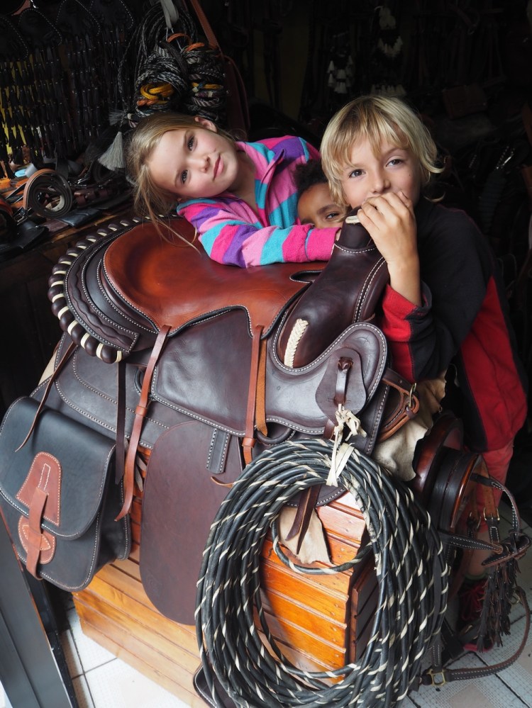Check out the extraordinary workmanship on this saddle at one of the myriad leather shops in Cotacachi