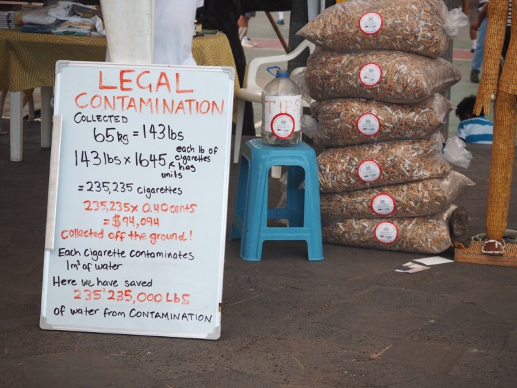 The tobacco-control community has clearly reached the Galapagos - these figures are made entirely of cigarette butts.  