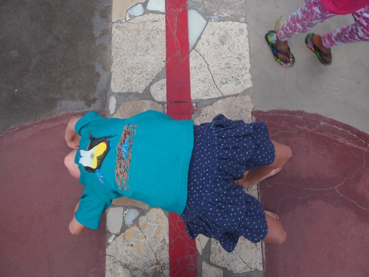 Half of my body on one side of the world and the other half on the other half of the world!!! 