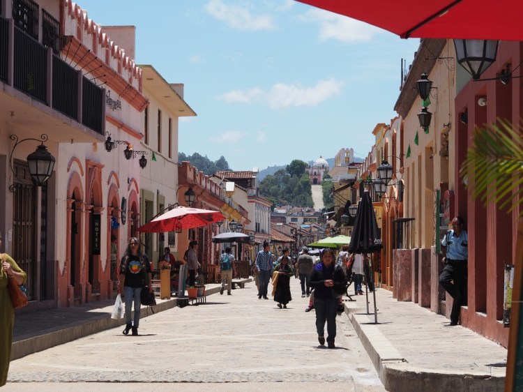 The pedestrian street Guadalupe with it's church high up on the hill &nbsp;