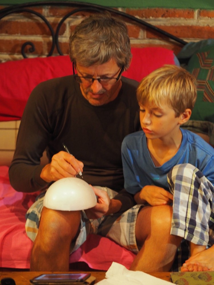 Making a mask with dad  