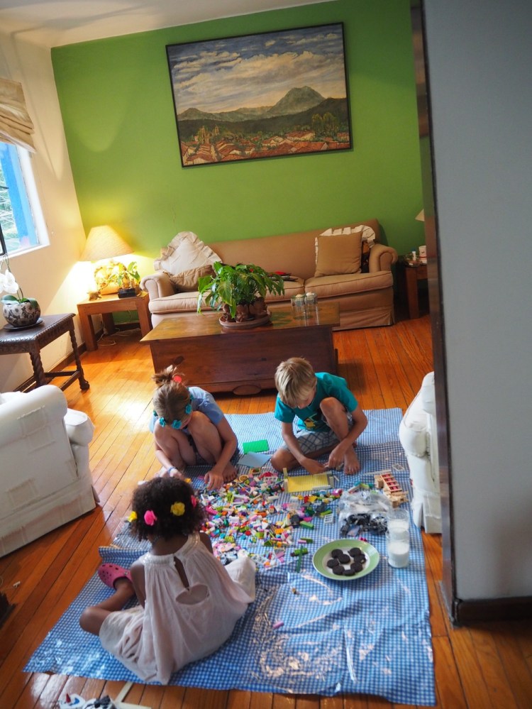 The children doing Lego in Susan's flat
