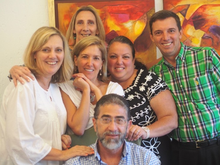 Some of the Finny family , Victoria ( left ) lulu, (middle )Carlos (bottom )and Beatrice (middle back )and Seamus (left ) &nbsp;Victoria and Carlos have a lovely reunion lunch for us at their stylish home in Sant Fe,&nbsp;